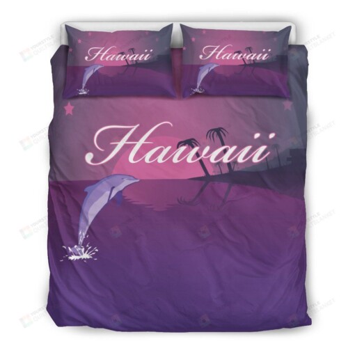 Hawaii Dolphin Violet Bed Sheets Spread Duvet Cover Bedding Set