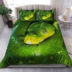 Green Python Bedding Set Cotton Bed Sheets Spread Comforter Duvet Cover Bedding Sets