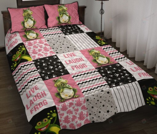 Live Laugh Frog Quilt Bedding Set