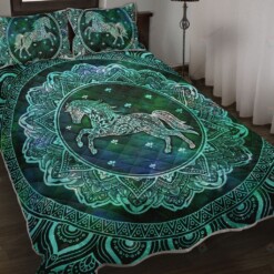 Horse Mandala Galaxy Quilt Bedding Set