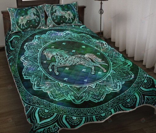 Horse Mandala Galaxy Quilt Bedding Set