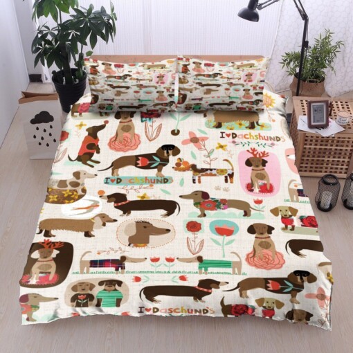 Dachshund Cotton Bed Sheets Spread Comforter Duvet Cover Bedding Sets