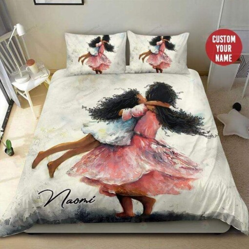 Black Sis And Little Sis Bedding Personalized Custom Name Duvet Cover Bedding Set