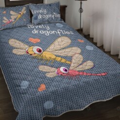 Dragonfly Lovely Knitting Quilt Bedding Set