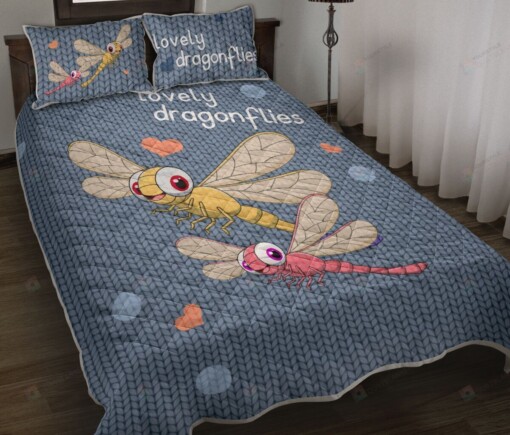 Dragonfly Lovely Knitting Quilt Bedding Set