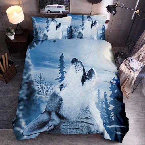 Wolf Howling Bedding Set  Bed Sheets Spread Comforter Duvet Cover Bedding Sets