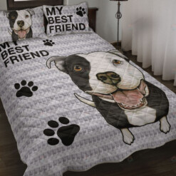 Pitbull Knitting Best Friend Quilt Bedding Set