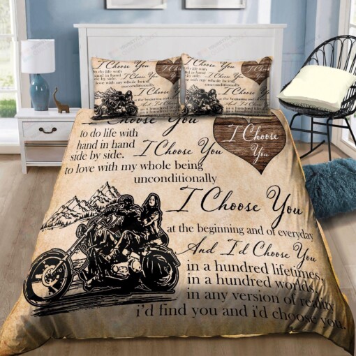 Motorcycle I Choose You Bedding Set Cotton Bed Sheets Spread Comforter Duvet Cover Bedding Sets
