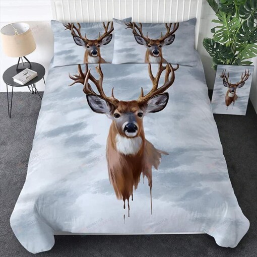 Watercolor Deer Pattern Bed Sheets Duvet Cover Bedding Sets