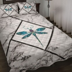 Dragonfly Marble Luxury Quilt Bedding Set