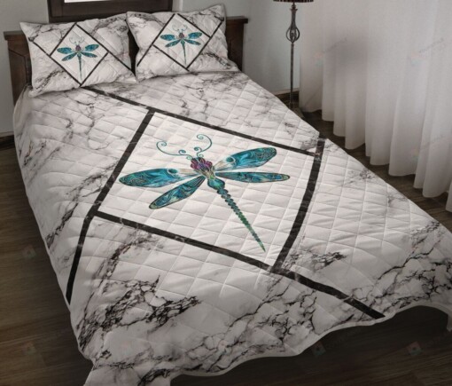 Dragonfly Marble Luxury Quilt Bedding Set