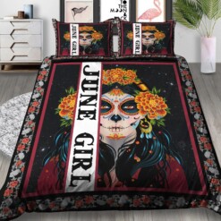 June Sugar Skull Girl Flower Bedding Set Nh1910126