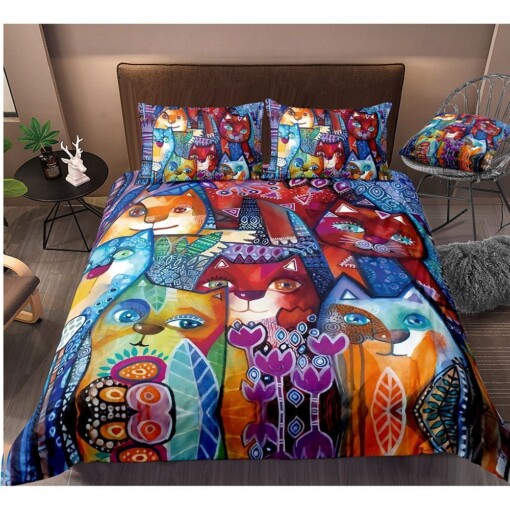 Cats Art Pattern Bedding Set Bed Sheets Spread Comforter Duvet Cover Bedding Sets