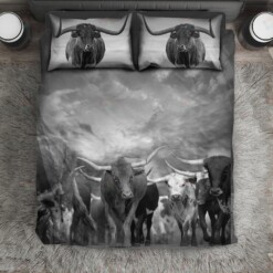 Texas Longhorn Cattle Bed Sheets Spread Duvet Cover Bedding Set