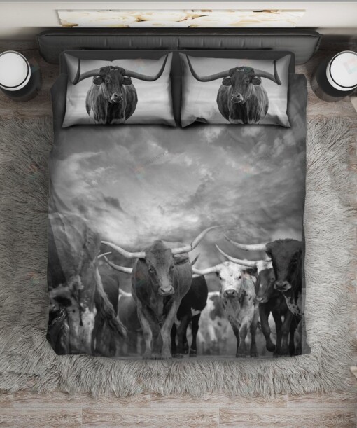 Texas Longhorn Cattle Bed Sheets Spread Duvet Cover Bedding Set