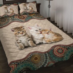 Cute Cats Mandala Pattern Quilt Bedding Set Cotton Bed Sheets Spread Comforter Duvet Cover Bedding Sets