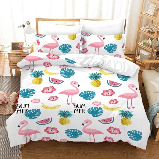 Flamingo Summer Bed Sheets Duvet Cover Bedding Sets