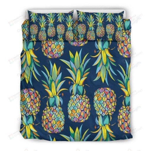 Colorful Pineapple Bed Sheets Spread Comforter Duvet Cover Bedding Sets