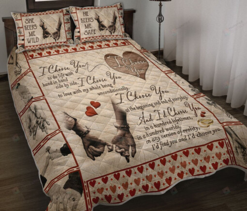 Couple I Choose You Quilt Bedding Set