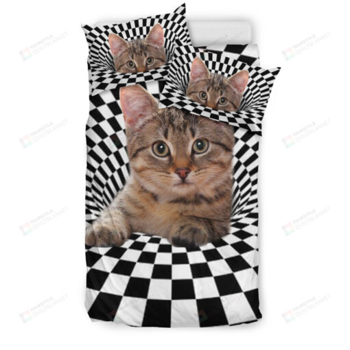 Cat Lllusory Tunnel Bedding Set Cotton Bed Sheets Spread Comforter Duvet Cover Bedding Sets