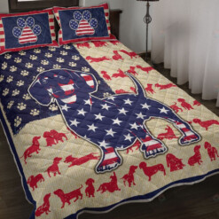 Dachshund USA Flag Grunge Quilt Bedding Set