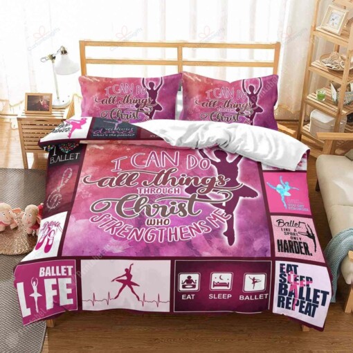 Ballet  I Can Do All Things Bedding Set Bed Sheets Spread Comforter Duvet Cover Bedding Sets