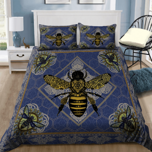 Beautiful Bee Bedding Set Bed Sheets Spread Comforter Duvet Cover Bedding Sets