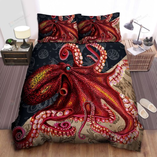 Octopus Red Monster Bricks Bedding Set (Duvet Cover & Pillow Cases)