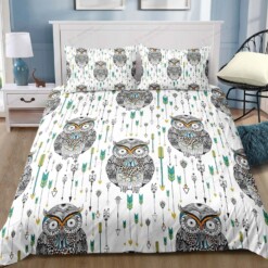 Owls Cotton Bed Sheets Spread Comforter Duvet Cover Bedding Sets