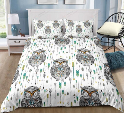 Owls Cotton Bed Sheets Spread Comforter Duvet Cover Bedding Sets