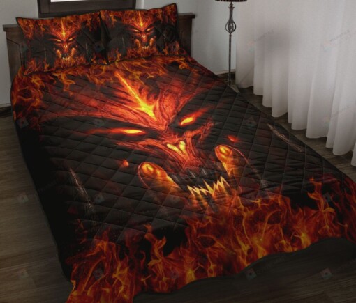 Dragon Head Fire Quilt Bedding Set