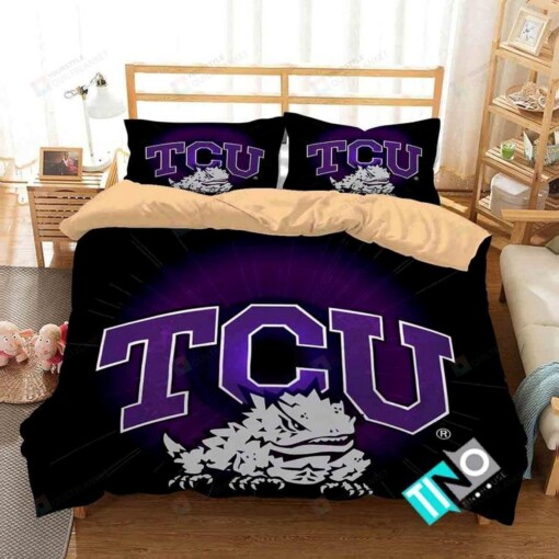 NCAA TCU Horned Frogs Logo Duvet Cover Bedding Set