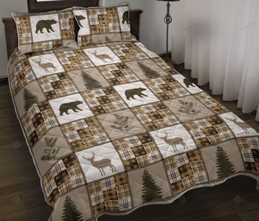 Deer And Bear Quilt Bedding Set