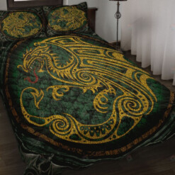 Celtic Dragon Circle Quilt Bedding Set