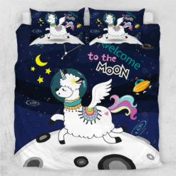 Welcome To The Moon Llama Duvet Cover Bedding Set