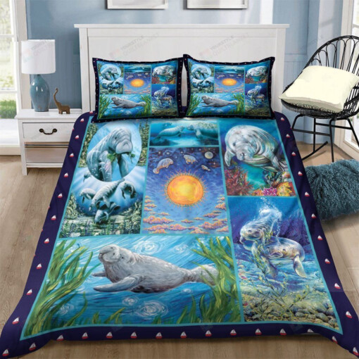 Manatee In The Sea Bedding Set (Duvet Cover & Pillow Cases)
