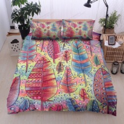 Feather Cotton Bed Sheets Spread Comforter Duvet Cover Bedding Sets