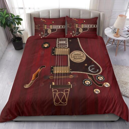 Red Electric Guitar Duvet Cover Bedding Set