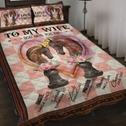 To Wife - Horses - God Says You Are - Quilt Bedding Set