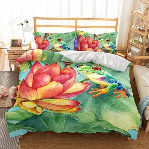 Frog Cotton Bed Sheets Spread Comforter Duvet Cover Bedding Sets