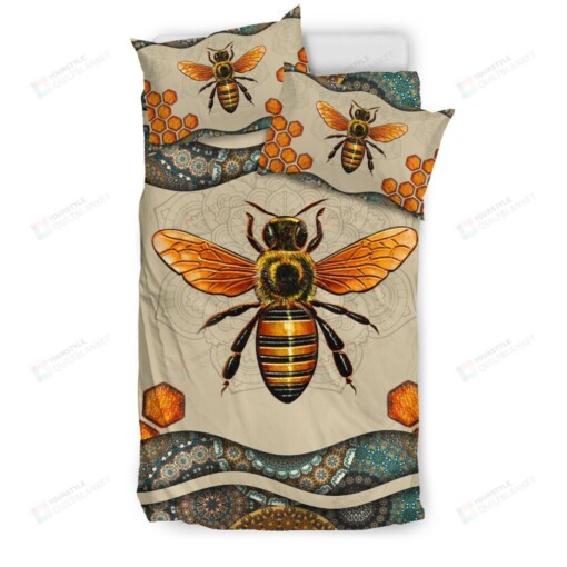 Bee And Mandala Pattern Bedding Set Cotton Bed Sheets Spread Comforter Duvet Cover Bedding Sets