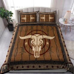 Skull Bull Riding Bed Sheets Duvet Cover Quilt Bedding Set