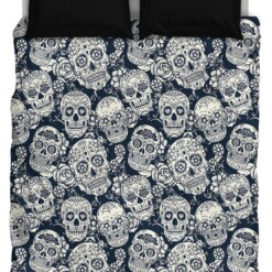 Skull Cotton Bed Sheets Spread Comforter Duvet Cover Bedding Sets