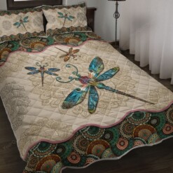 Dragonfly Vintage Mandala Quilt Bedding Set