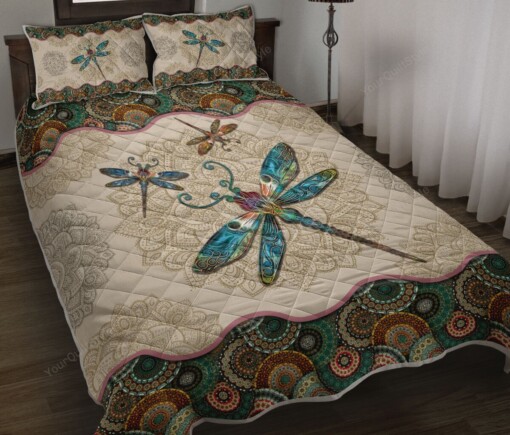 Dragonfly Vintage Mandala Quilt Bedding Set