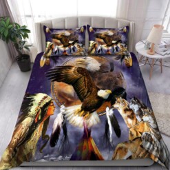 Native American Eagle And Wolf Bedding Set Bed Sheets Spread Comforter Duvet Cover Bedding Sets