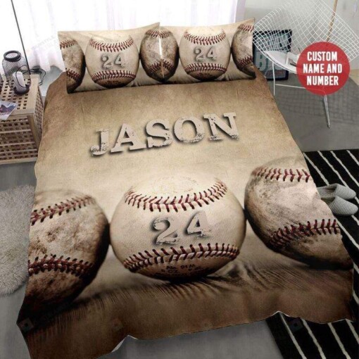 Baseball 3 Balls Vintage Personalized Custom Name Duvet Cover Bedding