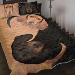 Dachshund Dog Black And White Quilt Bedding Set