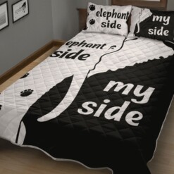 Elephant Side My Side Black And White Quilt Bedding Set