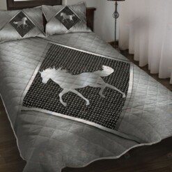 Horse Silver Metal Quilt Bedding Set